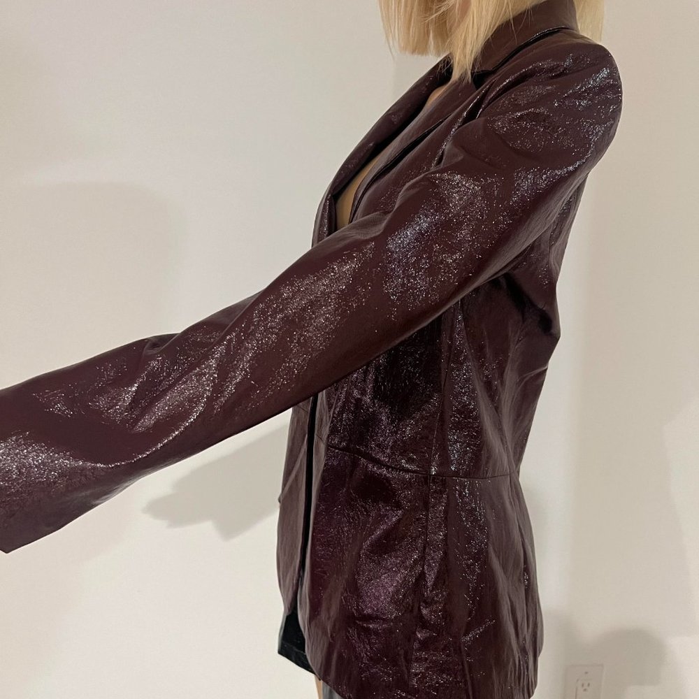 LNA Faux-leather crinkle jacket in wine - Picture 9 of 15